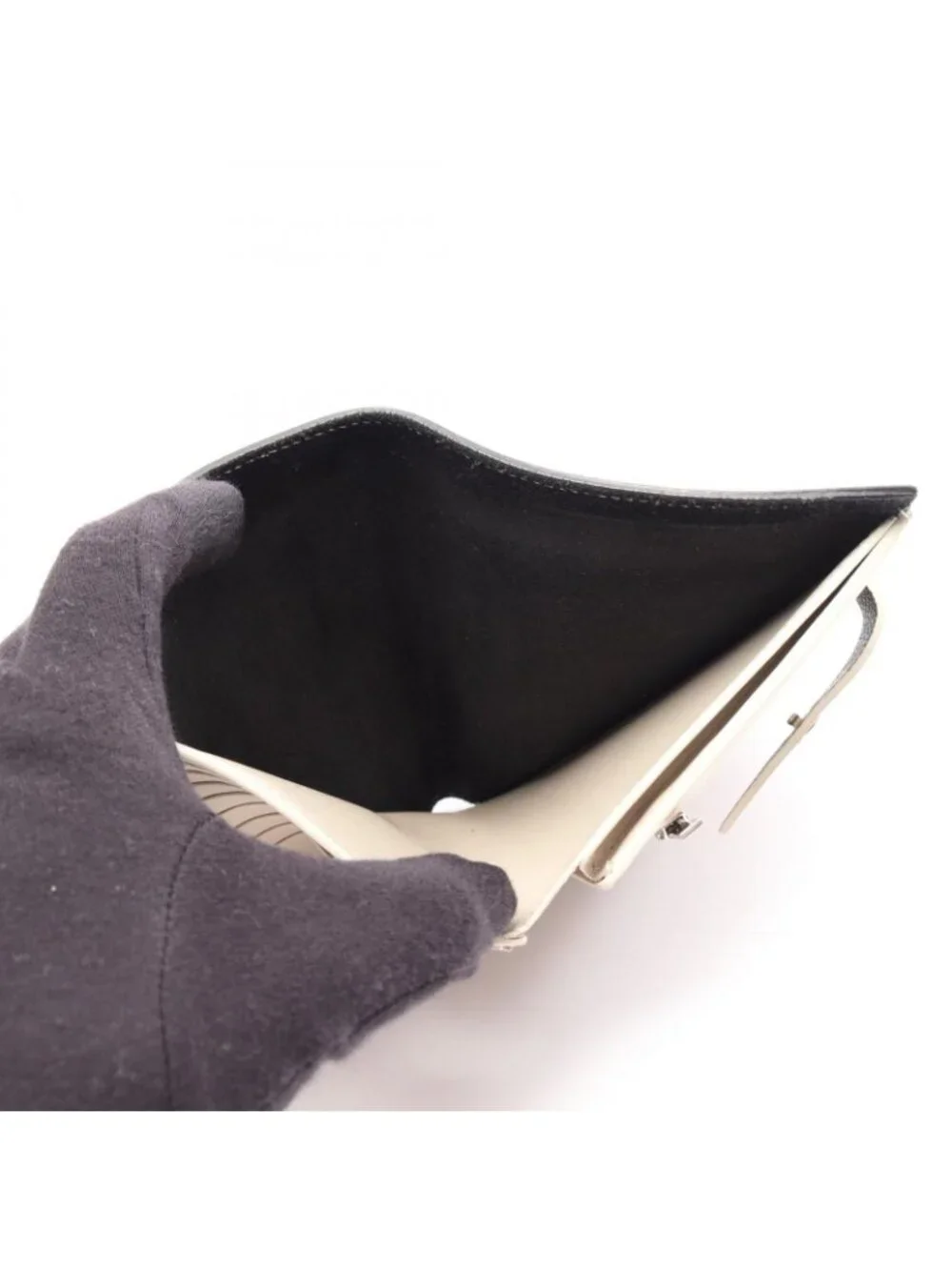 Celine Bifold Wallet Strap Multi Function Black Ivory Leather